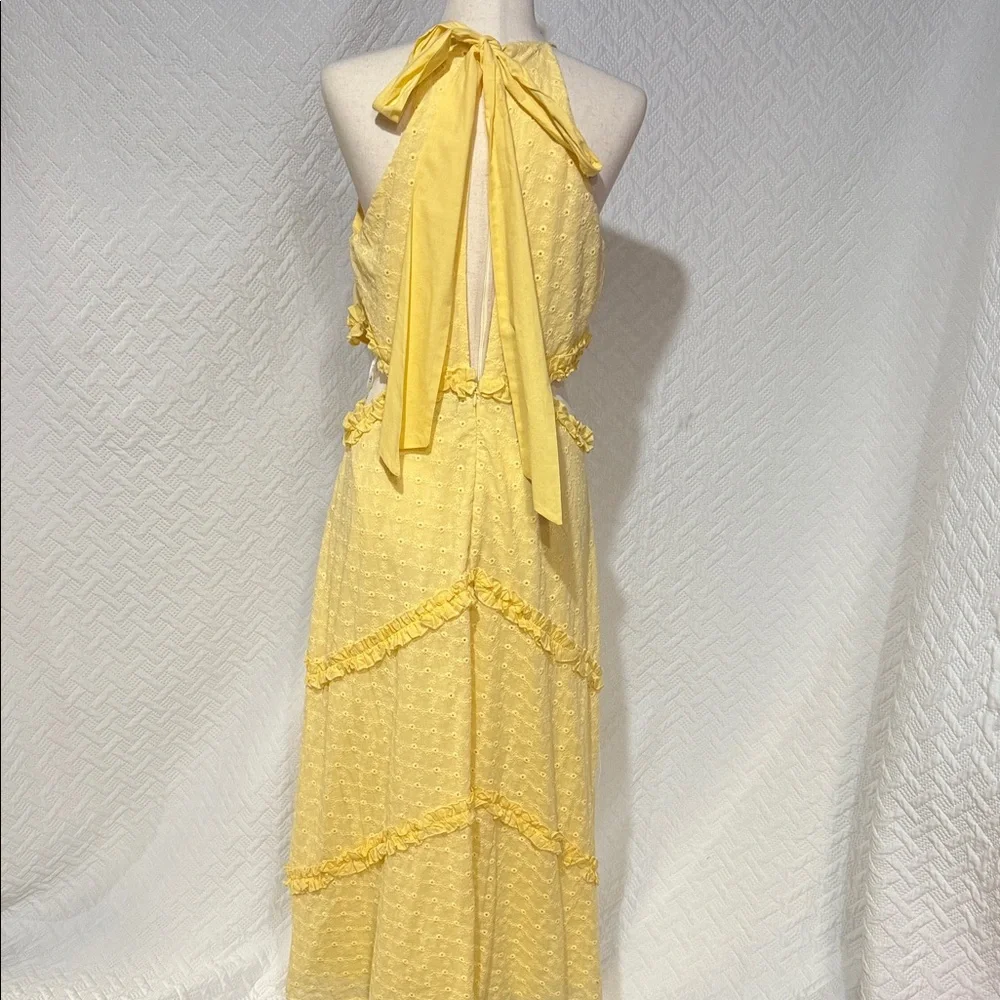 Lulu's Sunny Yellow Ruffle Midi Dress - Picture 3 of 4